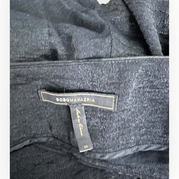 NEW BCBGMAXAZRIA wide leg palazzo flowy cuffed BLACK ruffle trouser pants sz 4 - Picture 6 of 7